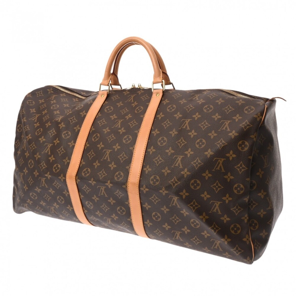 LOUIS VUITTON Authentic Brown Monogram Canvas Keepall 60 Boston Bag - Picture 3 of 11